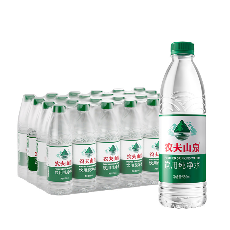 农夫山泉【550ml*24 瓶】休闲办公整件纯净水非矿泉水绿瓶装新品