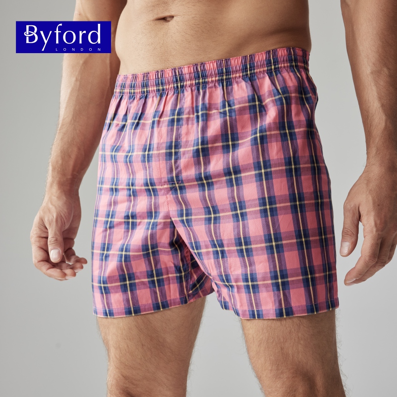 BYFORD/百富男士平角内裤阿罗裤男士棉平角四角内裤短裤MW99501