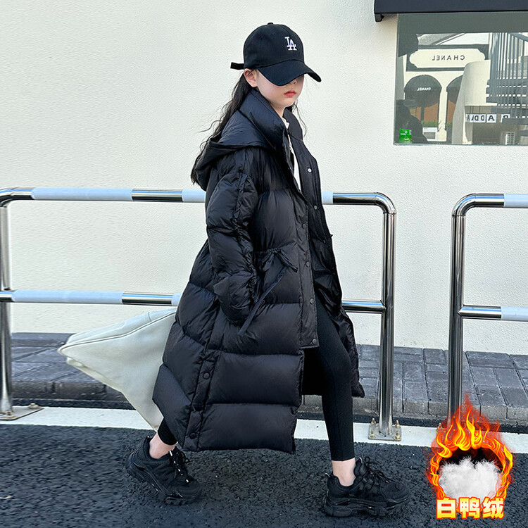 女童羽绒服冬季2023新款洋气儿童保暖中大童加厚女孩中长款外套冬