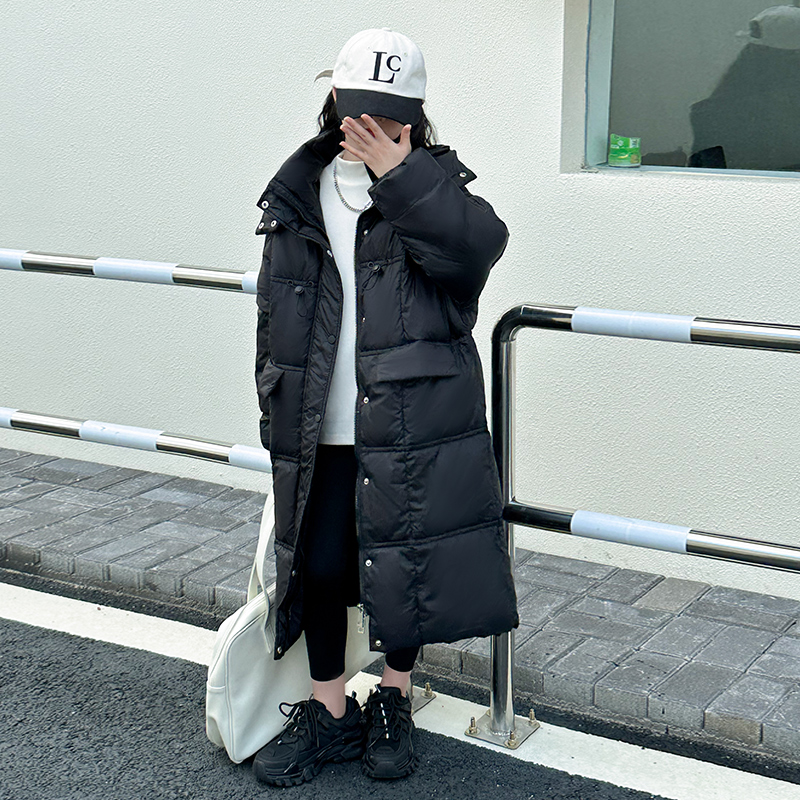 女童羽绒服冬季2023新款儿童加厚连帽外套休闲宽松中长款大童潮流