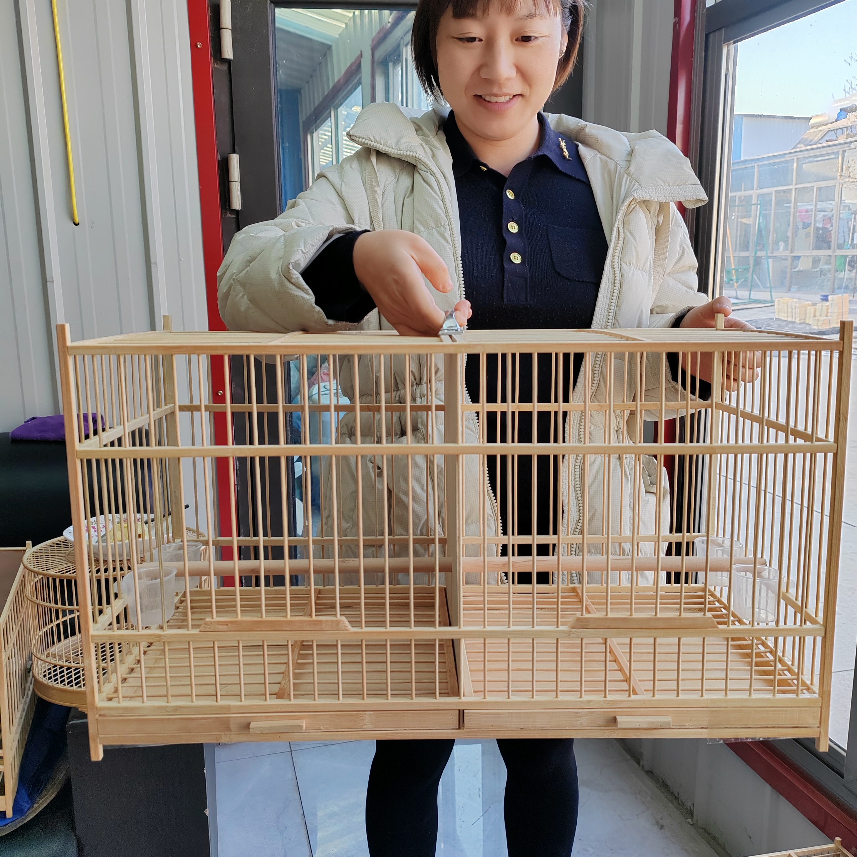 双格画眉笼蜡嘴笼铜嘴笼八哥笼60*30*35厘米，1.7丝距3.0加粗笼丝
