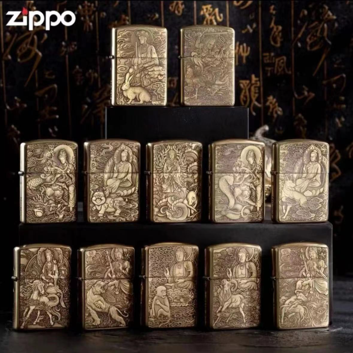 ZIPPO/之宝【十二生肖】立体浮雕-黄铜盔甲打火机DYX1H1F1