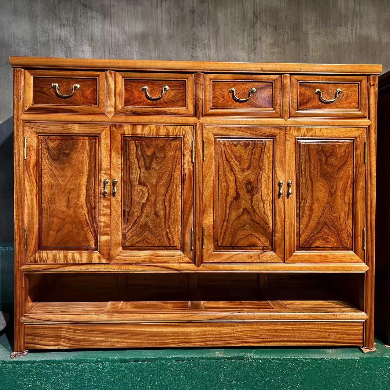 香樟木四门鞋柜实木鞋柜复古木质鞋柜家用玄关柜中式古典传承鞋柜