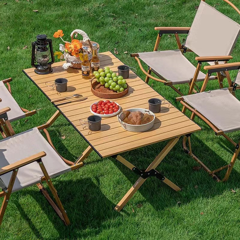 【户外桌椅套装】折叠蛋卷桌野餐桌便携桌子户外全套装备露营桌椅