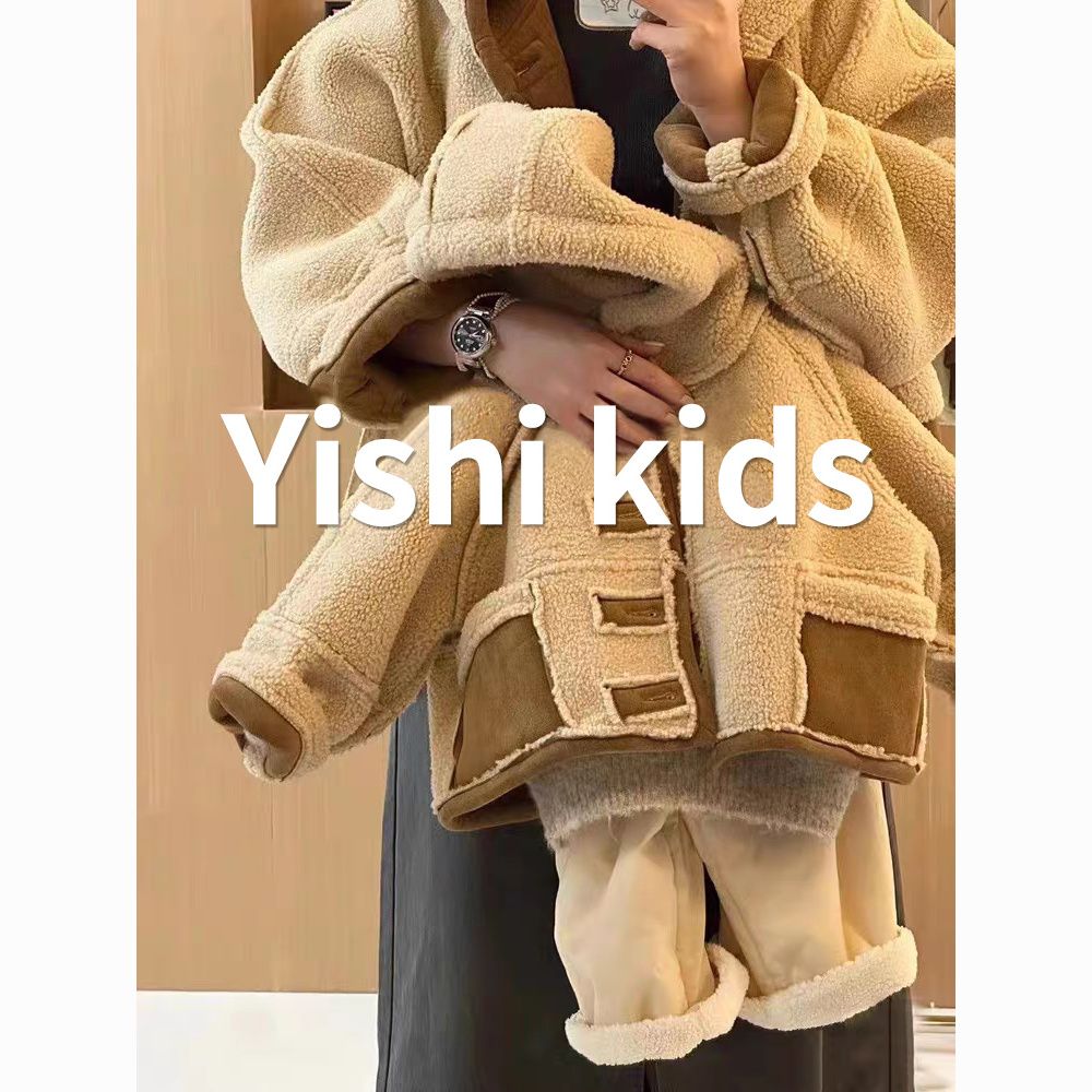女童冬季新款外套2023儿童双面穿羊羔毛加厚保暖