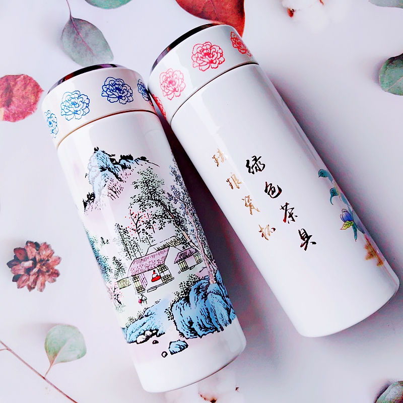 搪瓷保温杯 家用珐琅杯 茶杯带网 双层搪瓷 好清洗 耐腐蚀 耐高温