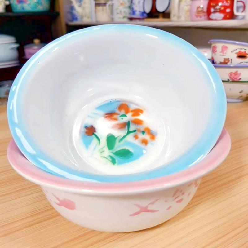 22CM搪瓷盆加厚怀旧家用中式小菜盆吃面盆水果盆耐高温可加热耐热