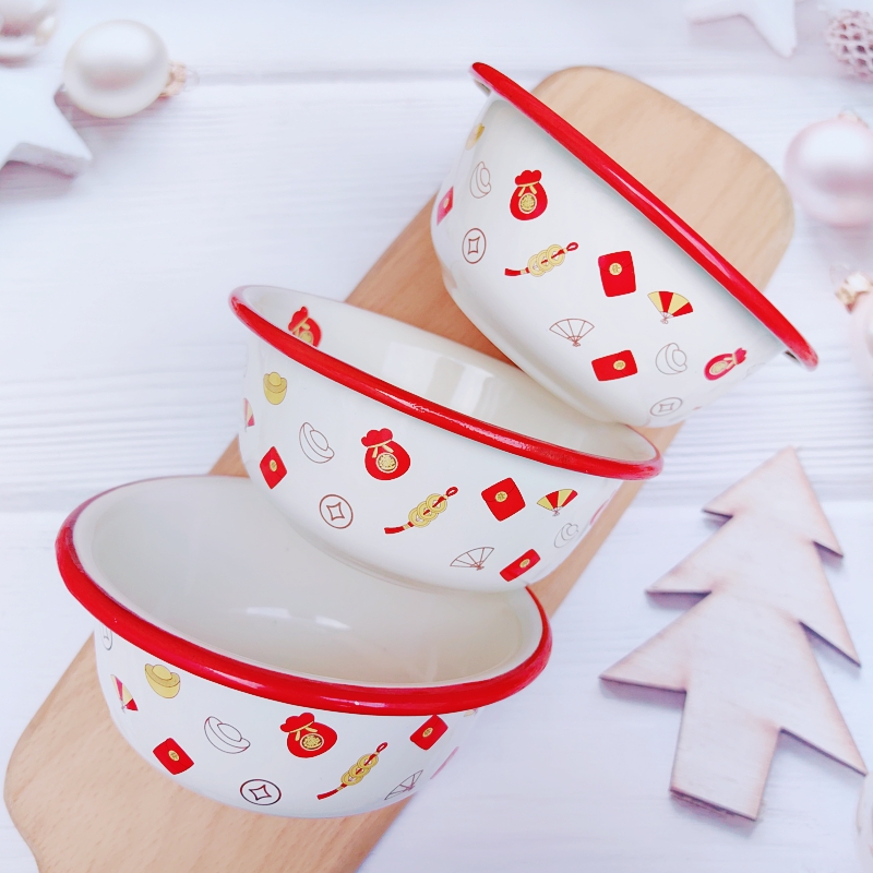 搪瓷碗加厚 复古家用老式饭碗 蘸料碗 迷你碗 调料碗摔不碎釉下彩