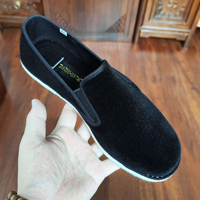 新款灯芯绒青年春秋千层底男士老年鞋老北京布鞋百搭休闲春季轻便