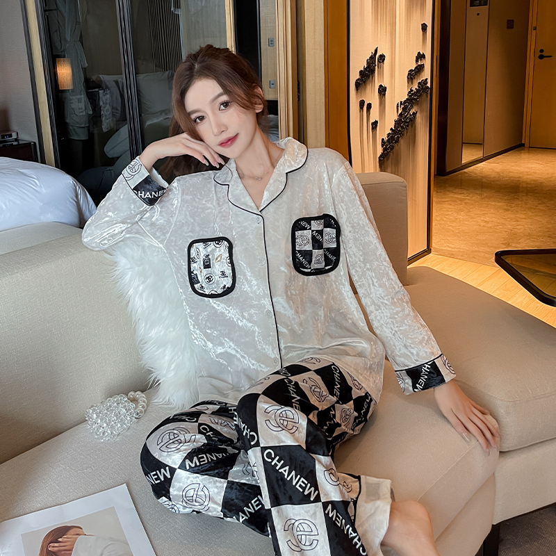 2023秋冬新款金钻绒睡衣直播爆款女长袖高级感洋气可外穿家居服