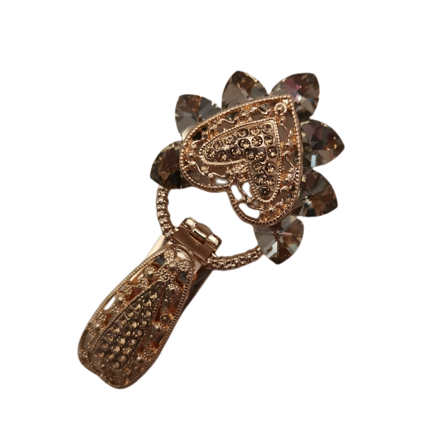 高档金色水钻女士古风纯手工花纹简约时尚百搭貂皮裘皮胸扣鸭嘴扣