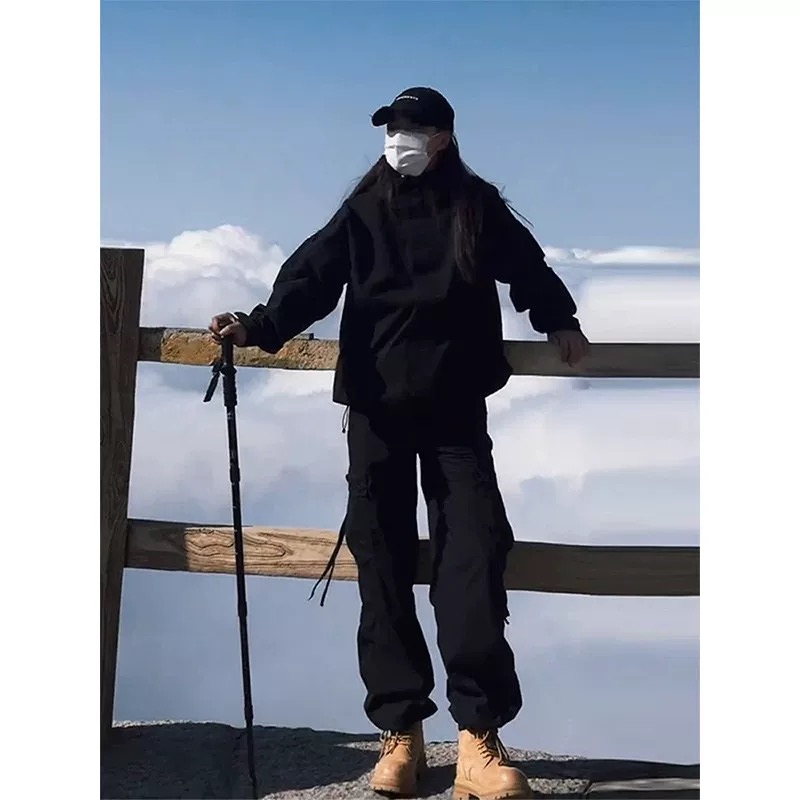 黑武士冲锋衣搭配的裤子男款春秋季爬山机能冲锋裤户外登山工装裤