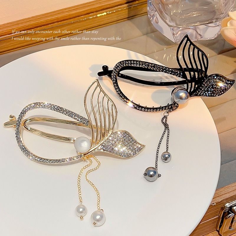 新款高端流苏鱼尾扭扭夹发卡后脑勺抓夹高级感一字夹