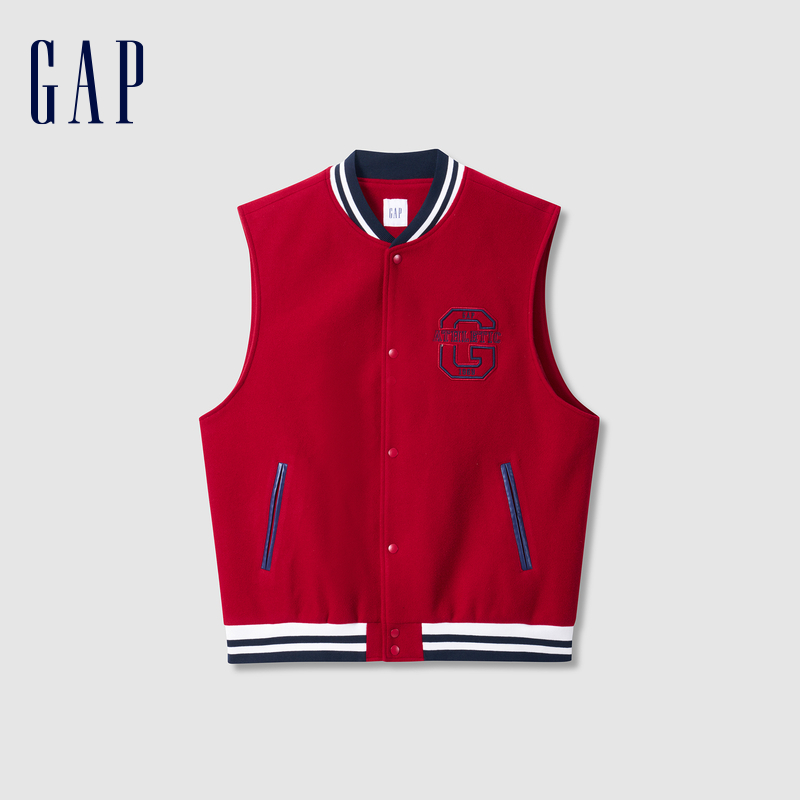 【成毅代言】Gap男女装贴布绣logo无袖棒球服外套活力背心639071
