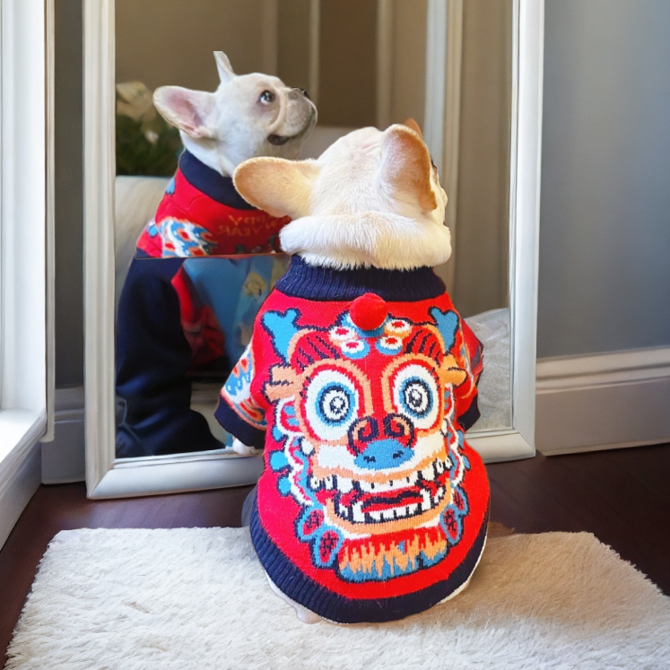 宠物毛衣过年喜庆狗狗拜年衣服法斗高希地比熊泰迪柯基加厚狗衣服