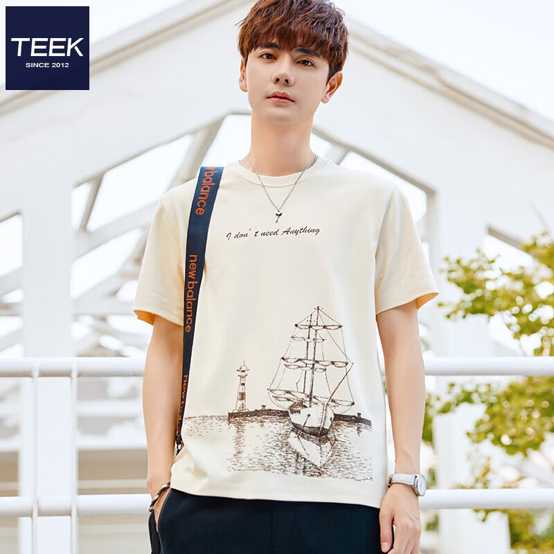 TEEK男士短袖男款爆款2025新款夏季t恤男装纯棉上衣 青年休闲体恤