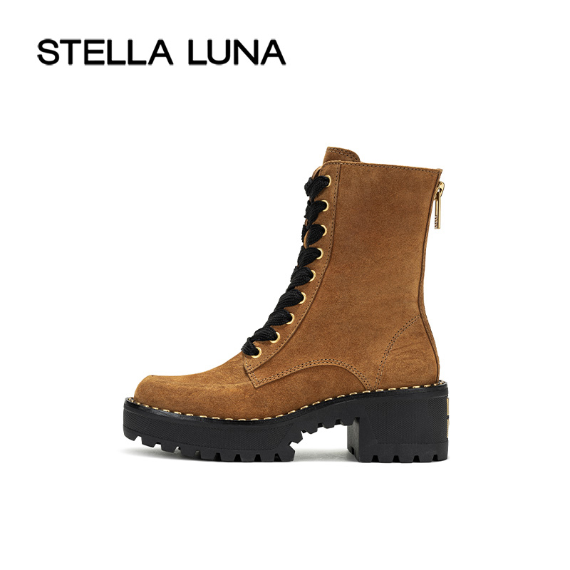 STELLA LUNA女鞋24FW新款秋季增高气质圆头个性经典马丁靴短靴