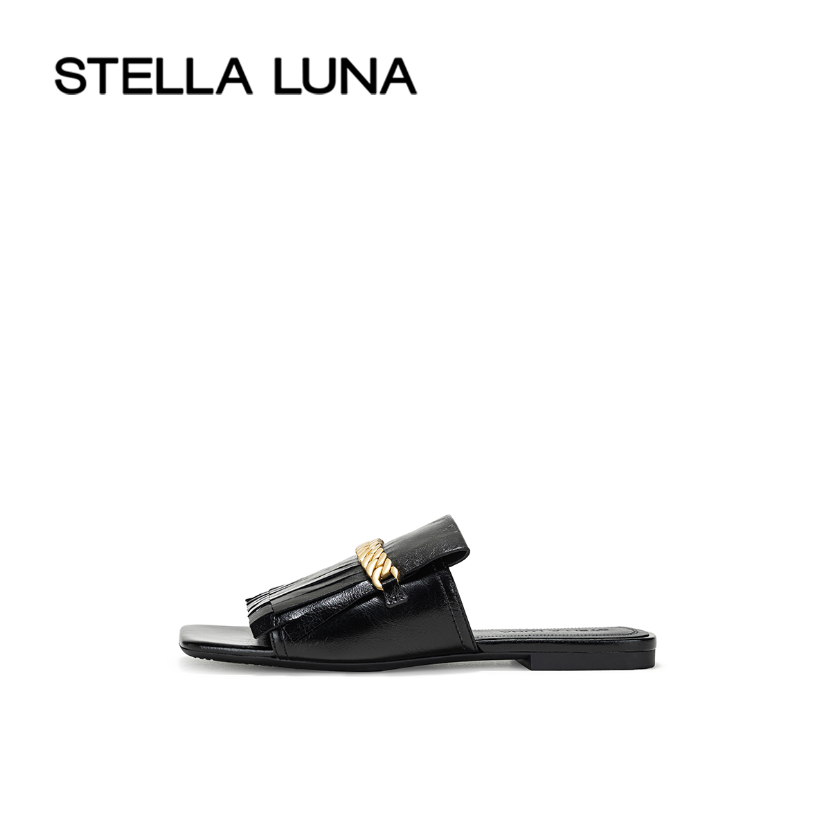 STELLA LUNA女鞋24SS官方CHAIN SEQUENCE  金属链条流苏凉拖