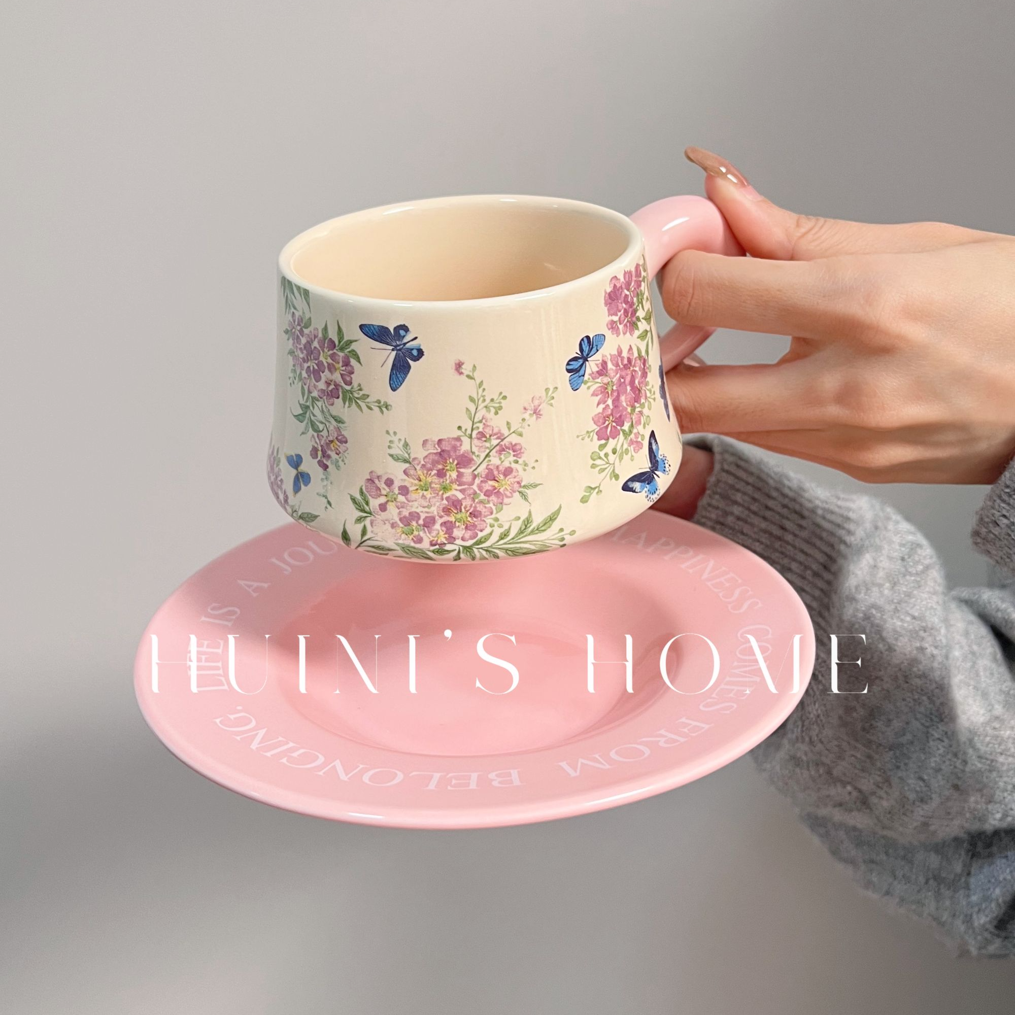 复古风礼物紫薇花咖啡杯碟牛奶杯碟茶杯子小清新婚庆礼品伴手礼