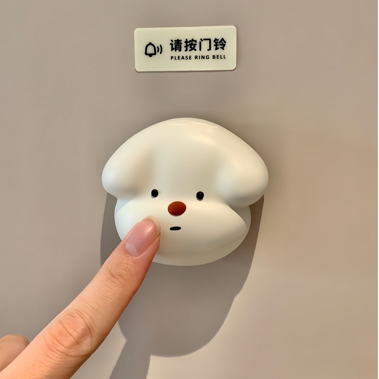 卡通门铃家用无线远距离老人入户提醒门铃钟自发电呼叫器·小白