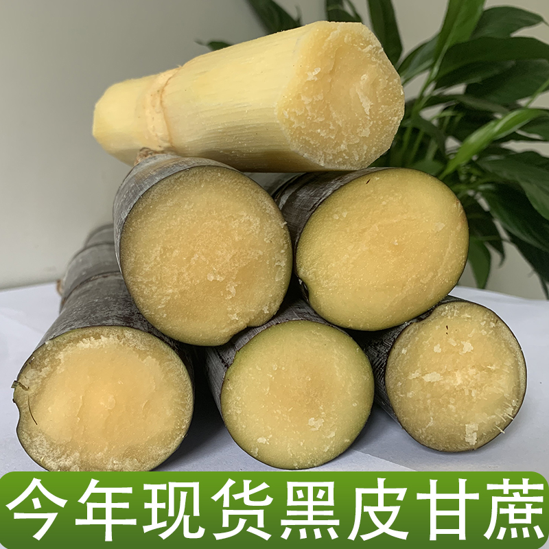 广西桂林阳朔黑皮甘蔗新鲜脆甜多汁 