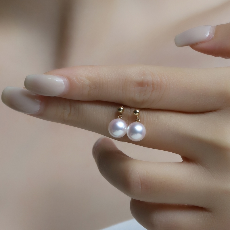 18k金小风吹耳钉7—8mm 