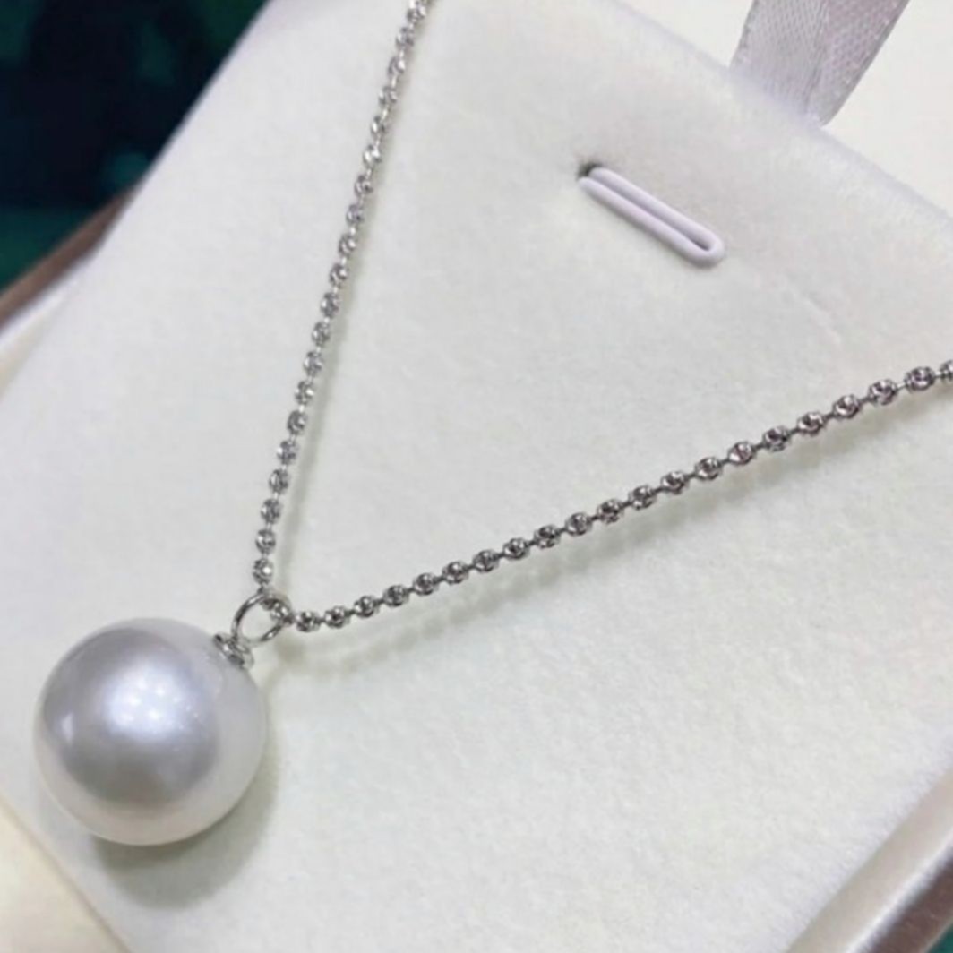 轻奢淡水珍珠正圆坠12mm-13mm镭射爆闪闪链