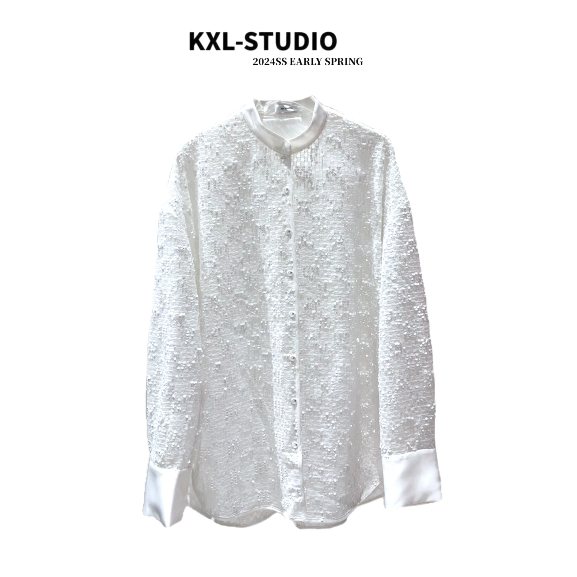 KXL-STUDIO【KELE精选】“玉光亮片”气质典雅衬衫8960
