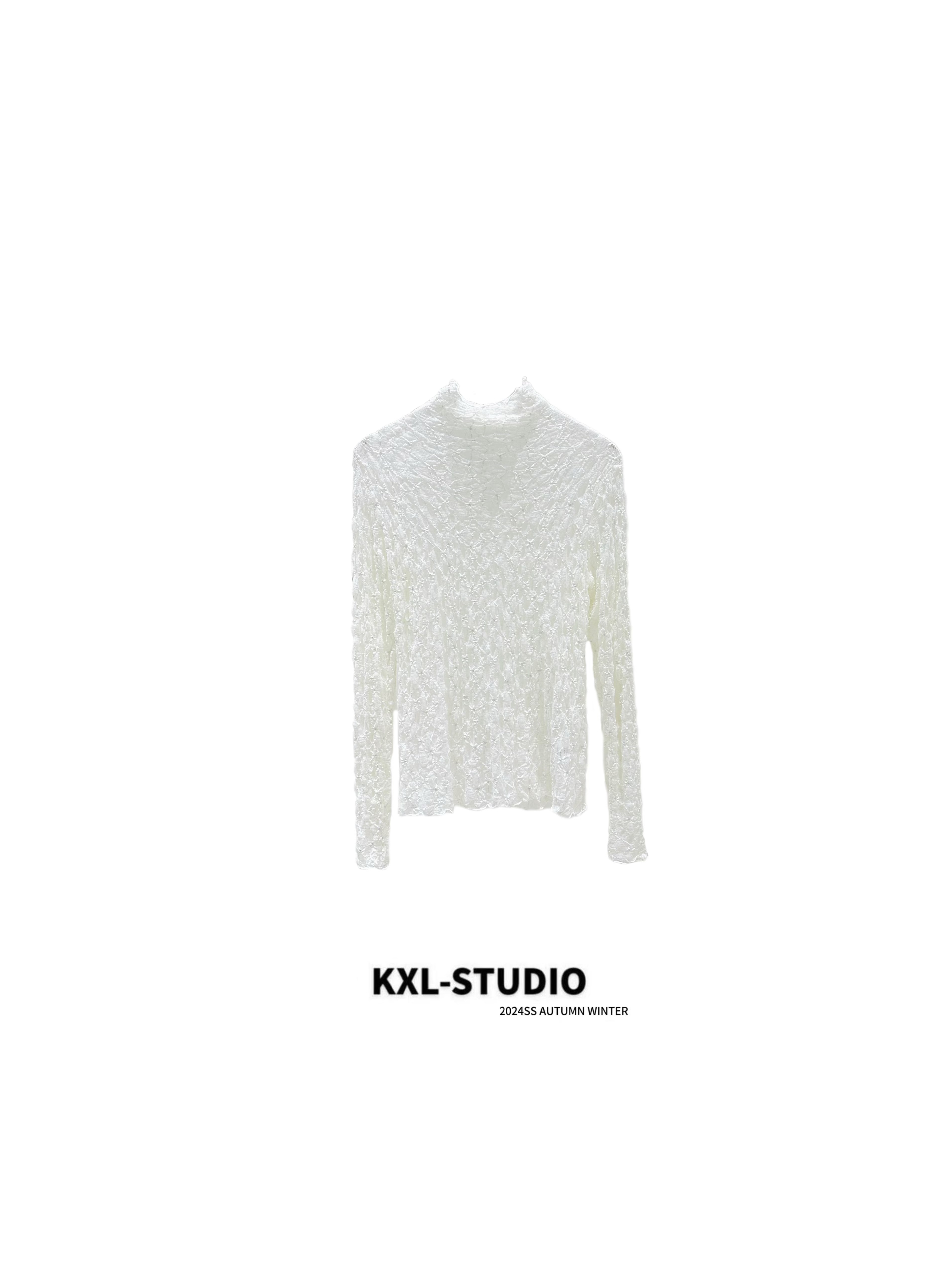 KXL-STUDIO【KELE精选】百搭蕾丝打底衫8724（白色）