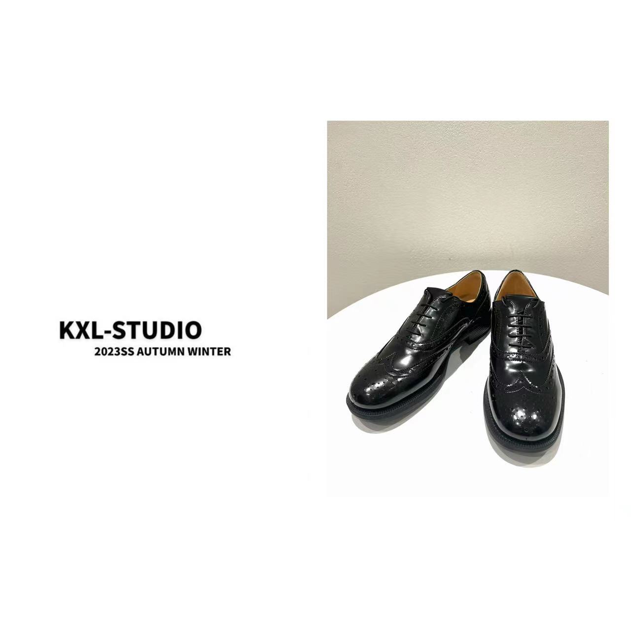 KXL-STUDIO-亮面皮革牛津布洛乐福鞋2027