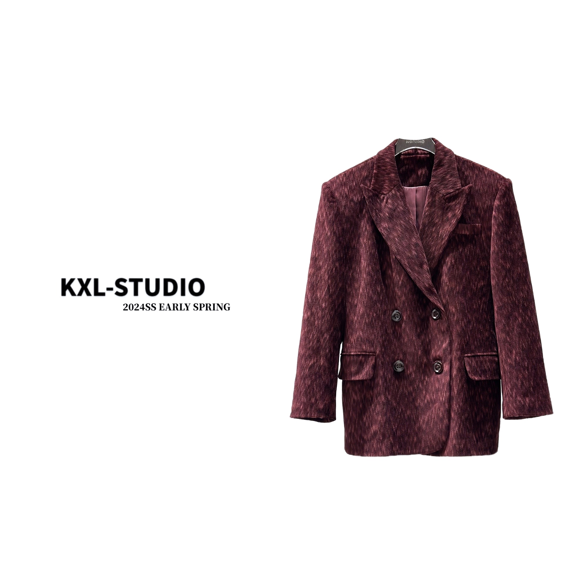 KXL-STUDIO【招财转运】勃艮第红廓型戗驳领西服8565
