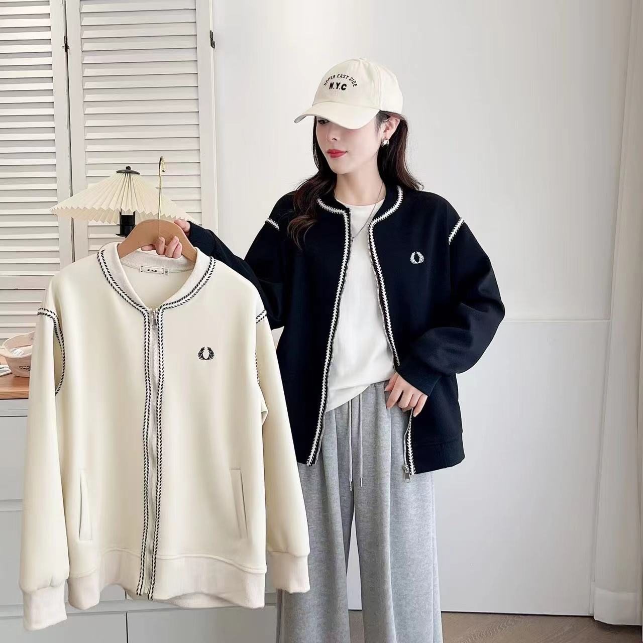 100~200斤秋季小香风设计感棒球服外套女宽松显瘦上衣潮2153