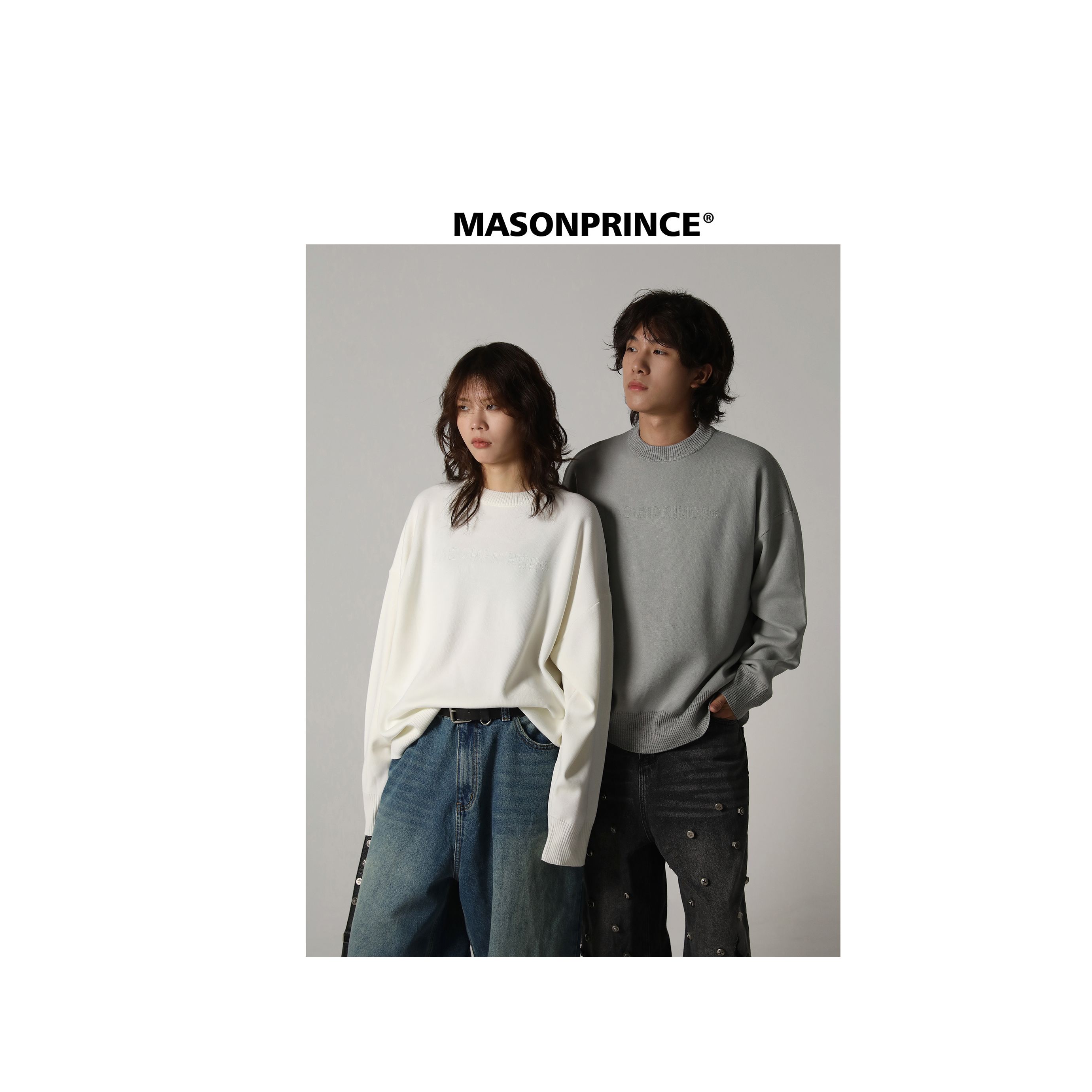 MASONPRINCE秋冬新款经典系圆领毛衣男潮牌情侣款针织长袖内搭