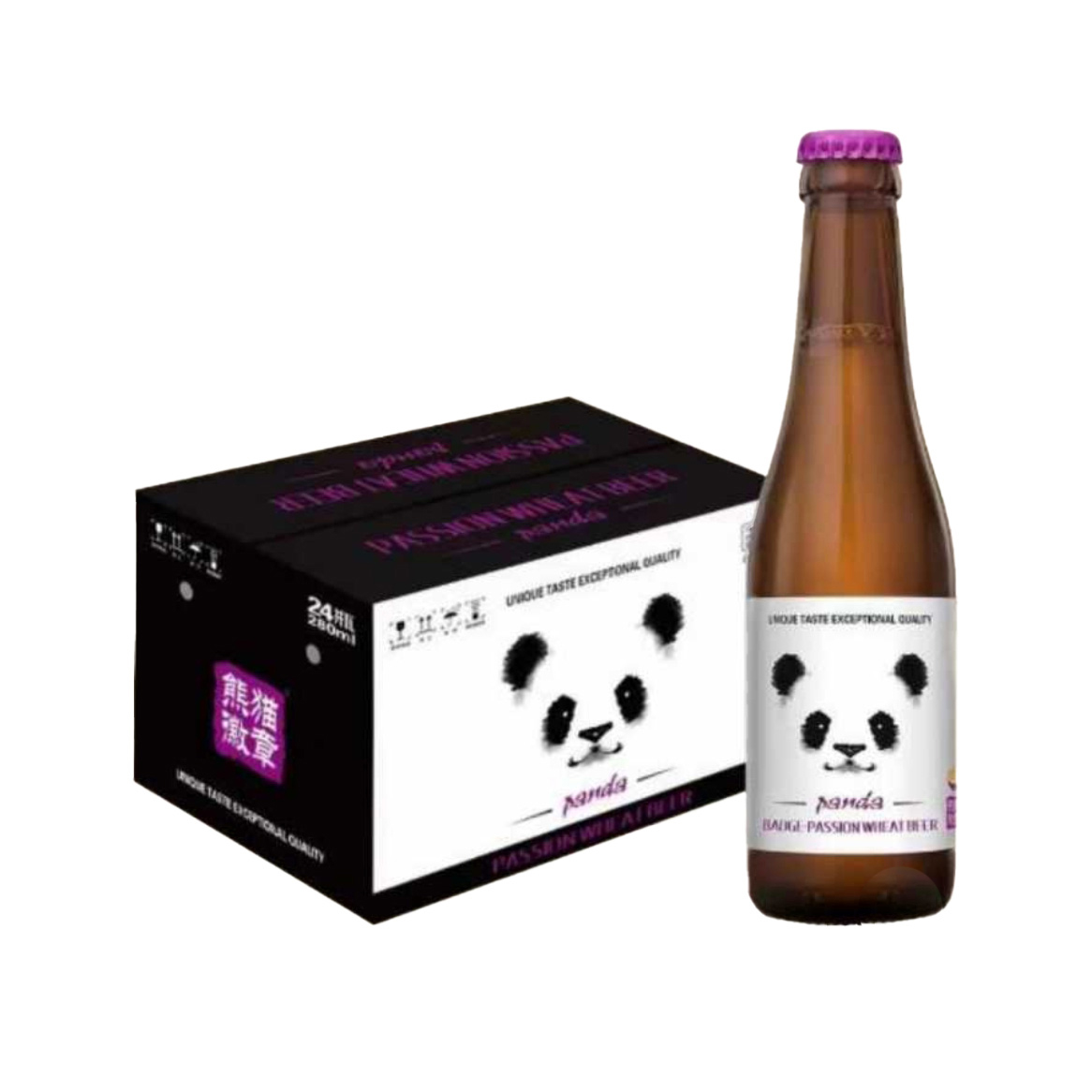 熊猫徽章百香果味小麦白啤酒280ml*24瓶整箱