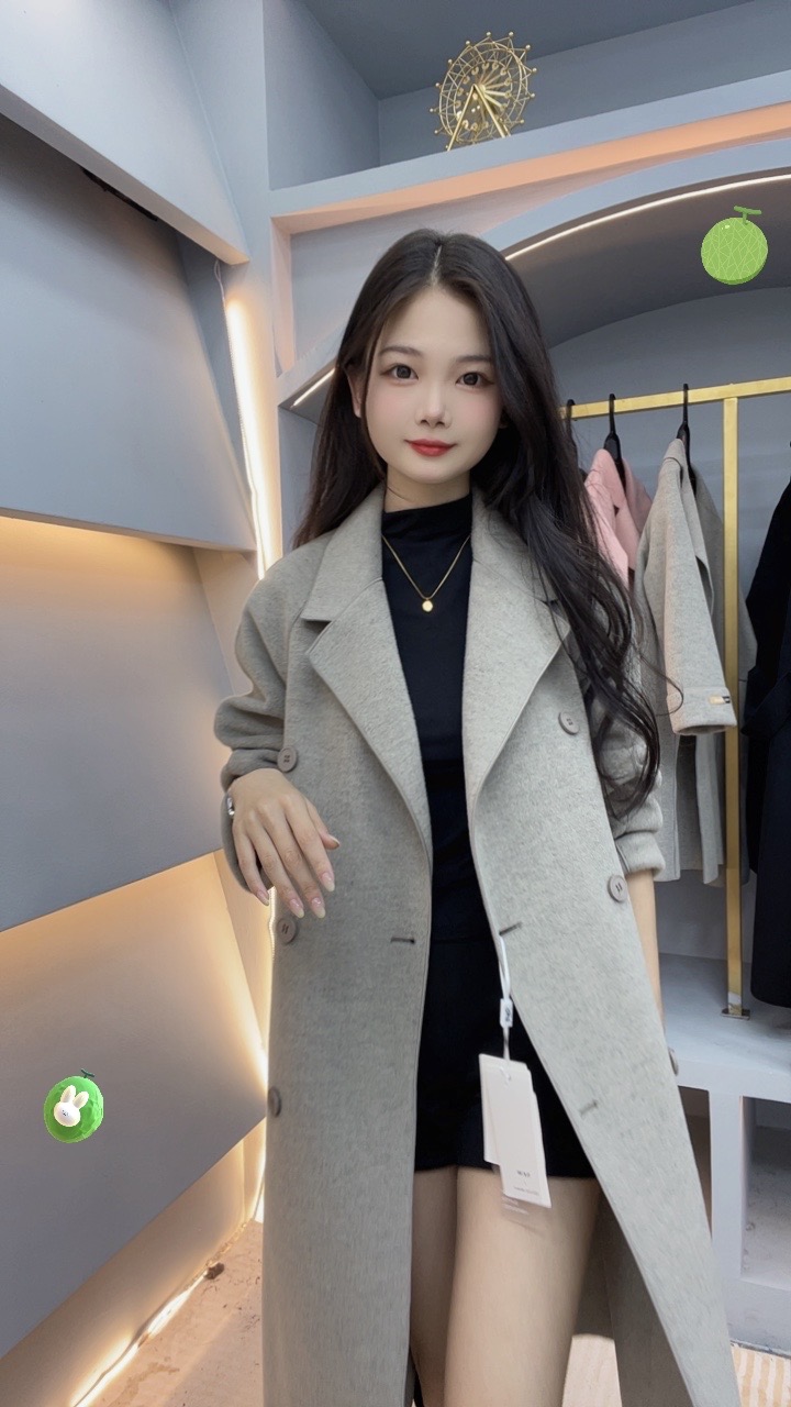 【送围巾+毛刷】2024秋冬双面绒大衣外套赫本风长款大气外套