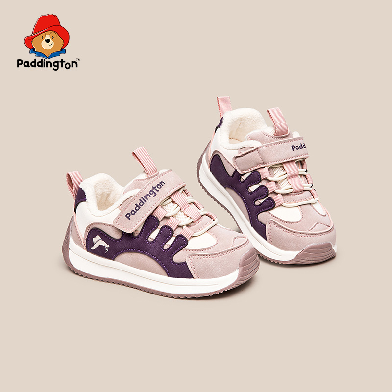 帕丁顿熊冬季新款儿童运动鞋加绒保暖棉鞋休闲女童机能鞋防滑锁温