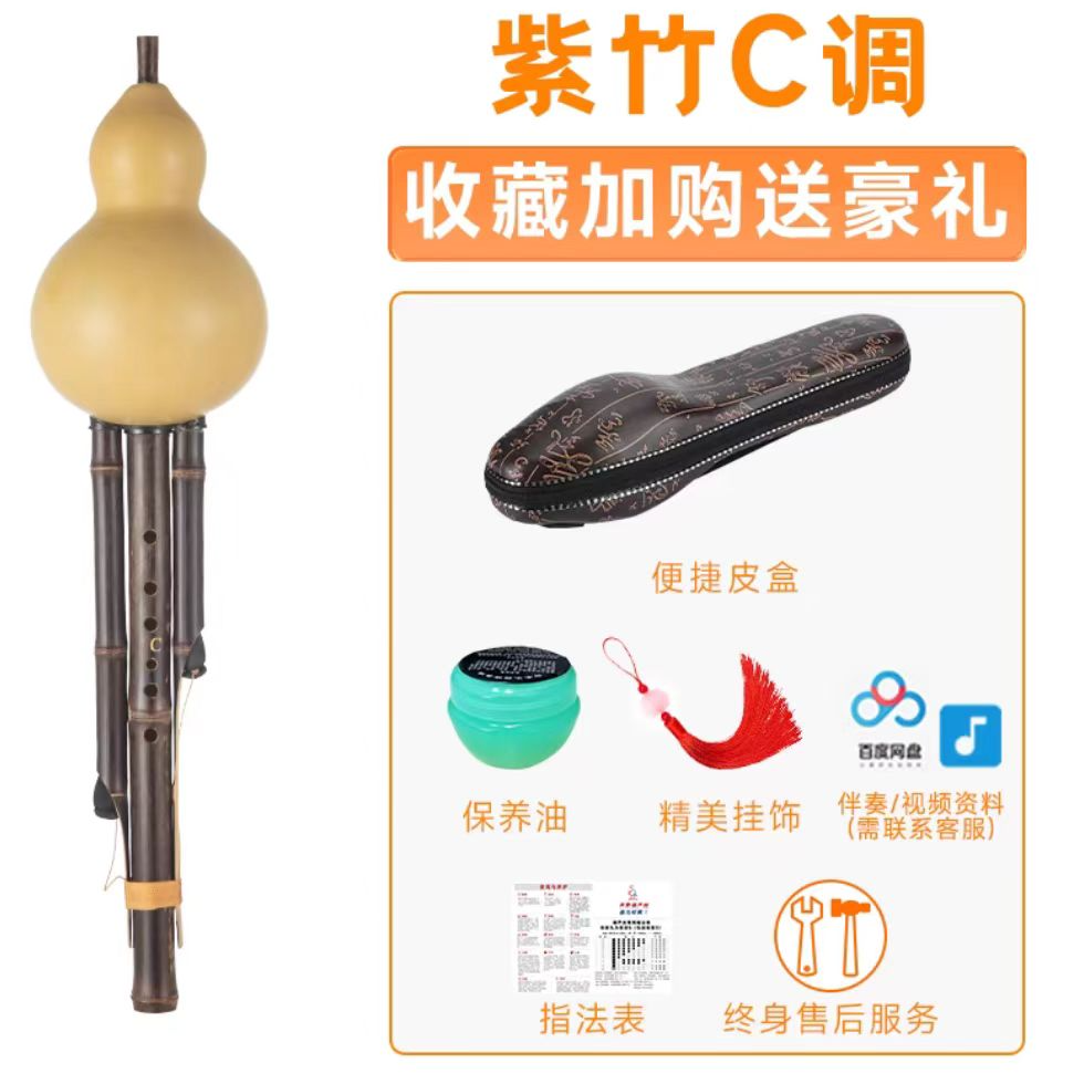 原生态天然葫芦丝葫芦丝乐器金竹紫竹乐器成人初学降B调C调零基础