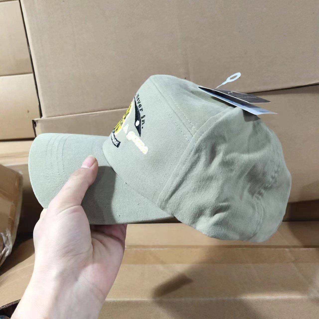 100%棉！卡其色帽子(刺绣图案不挑) 