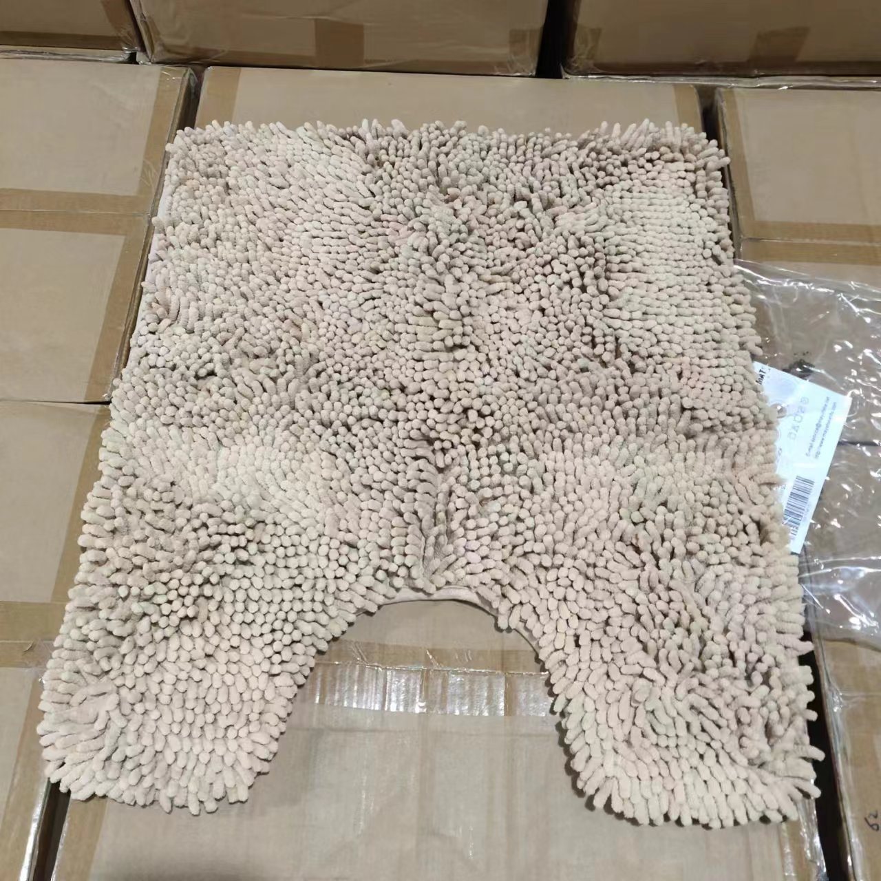 粗毛！雪尼尔U型马桶地垫–驼色 50*60