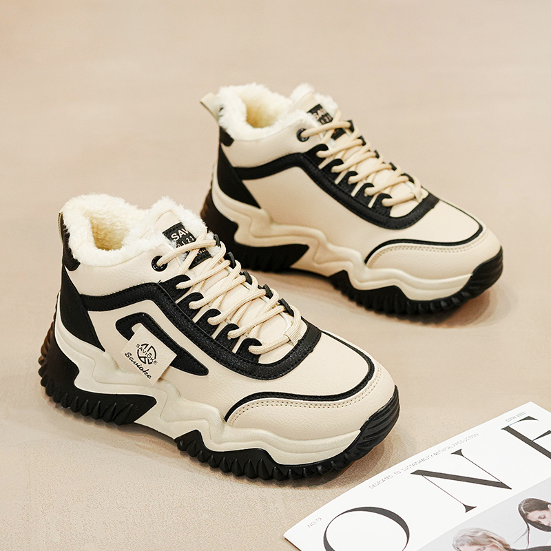 【小扬哥优选】东北大棉鞋女冬季加绒皮面老爹鞋加棉加厚保暖防滑