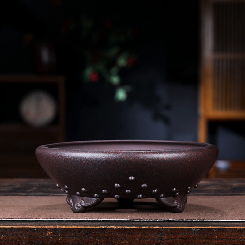 精品紫砂花盆金弹子老鸦柿黄杨老桩盆景盆文人提根盆多肉云竹花盆