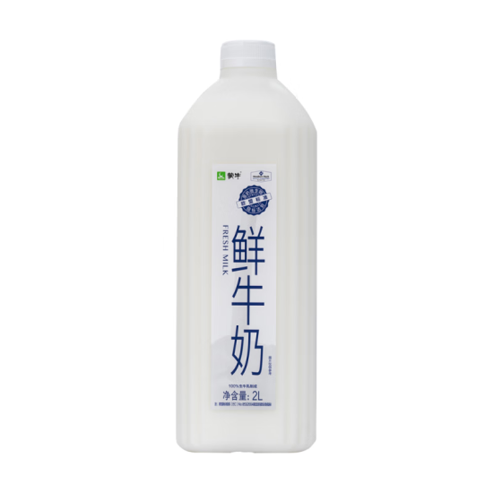  鲜牛奶 全脂巴氏杀菌乳 2L/瓶