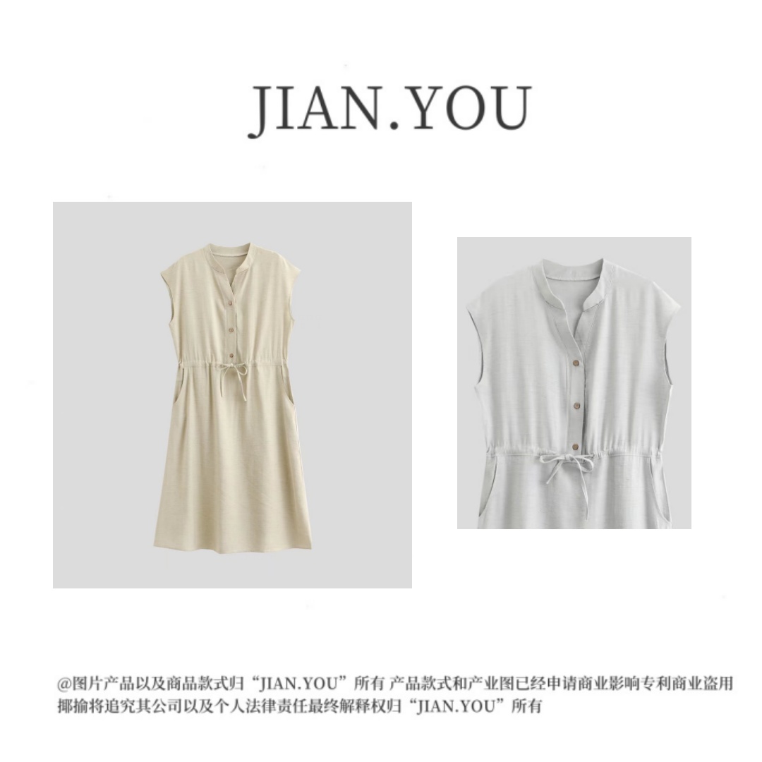 ZH-「原生质朴」2024新款女款爆款文艺复古无袖连衣裙O-24492