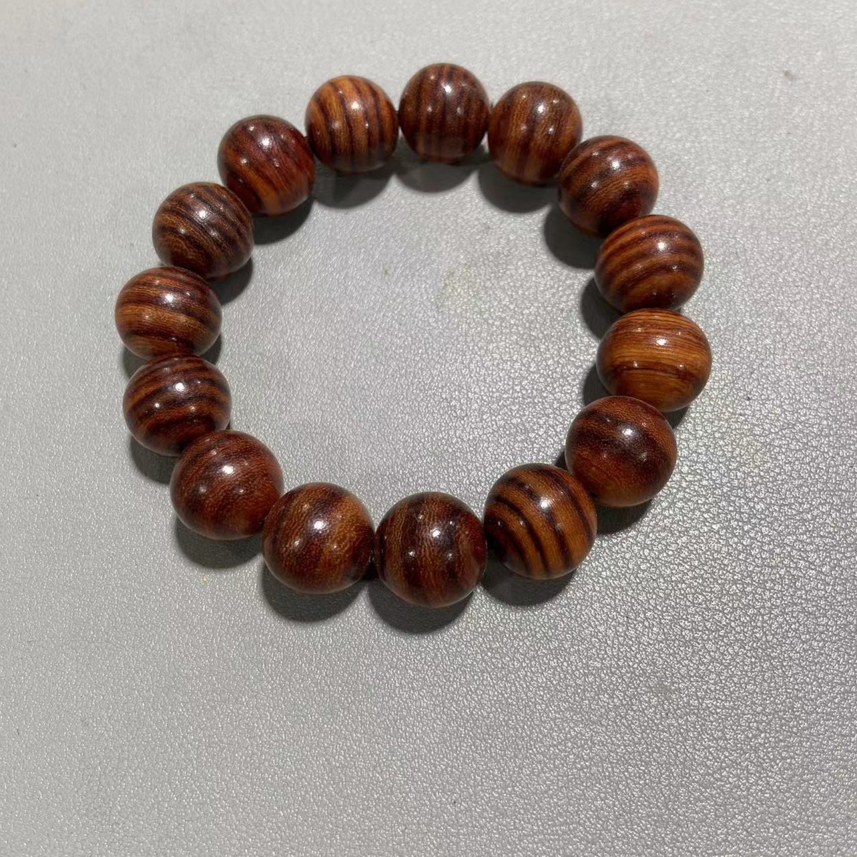 A539-海黄虎皮1.5圆珠单圈降香黄檀手串