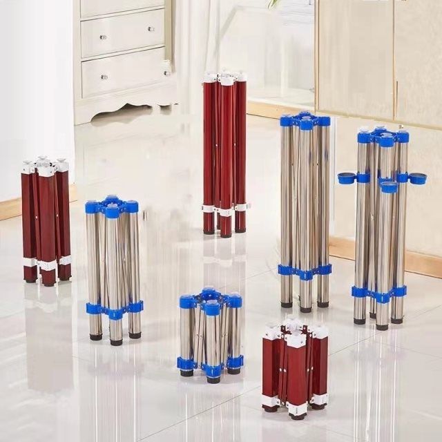 桌腿支架不锈钢桌脚玻璃圆桌架子可伸缩折叠桌腿铁艺餐桌长方形nu