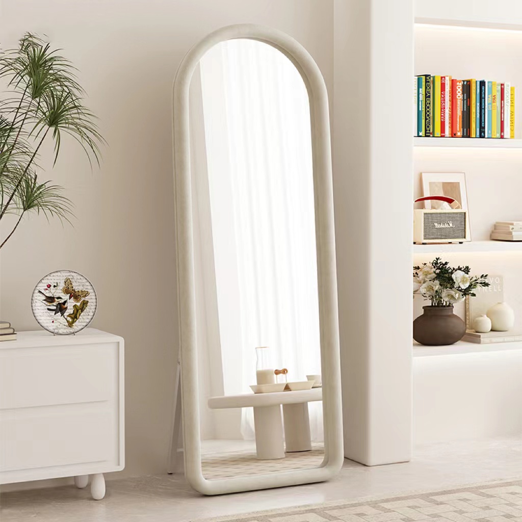 全身镜网红ins风落地镜高级感穿衣镜壁挂式卧室奶油风试衣镜