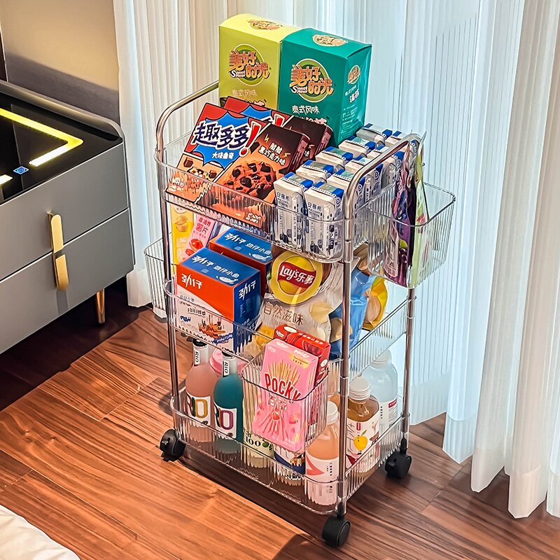 亚克力零食置物架厨房小推车置物架客厅移动多层零食收纳架