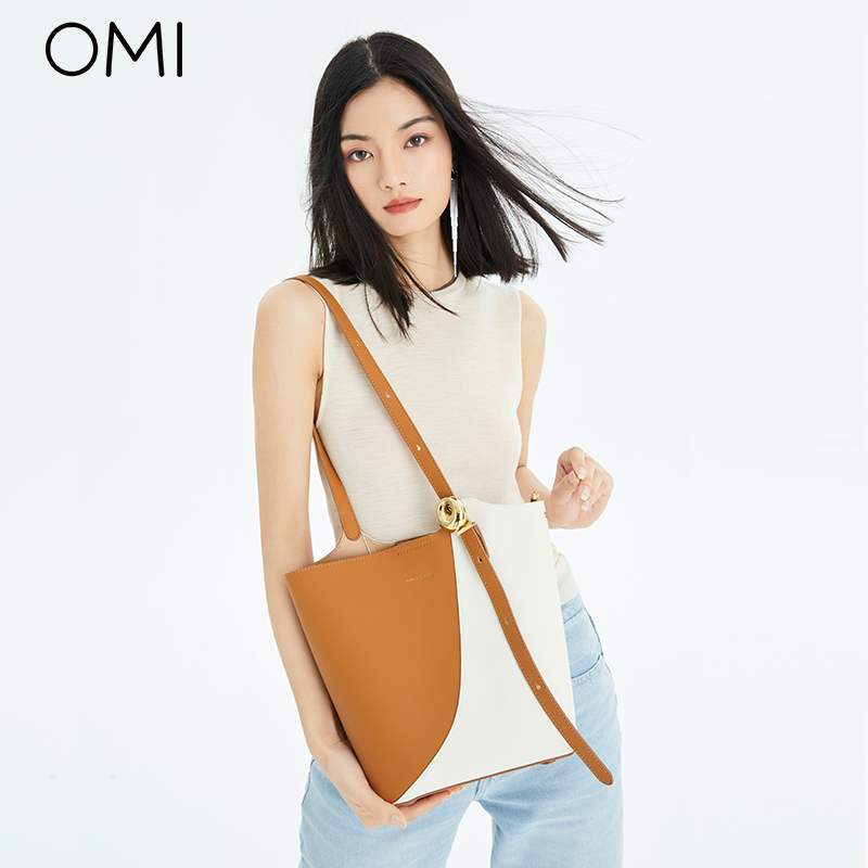 欧米OMI 夏季新款高级感拼色托特包时尚经典百搭手提单肩腋下包
