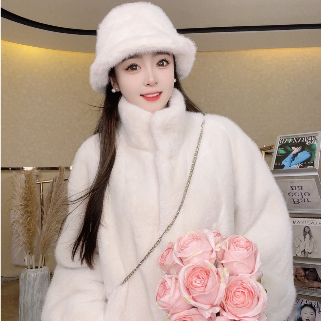 海宁2025冬新款貂绒加厚外套韩版立领女环保百搭毛毛大衣