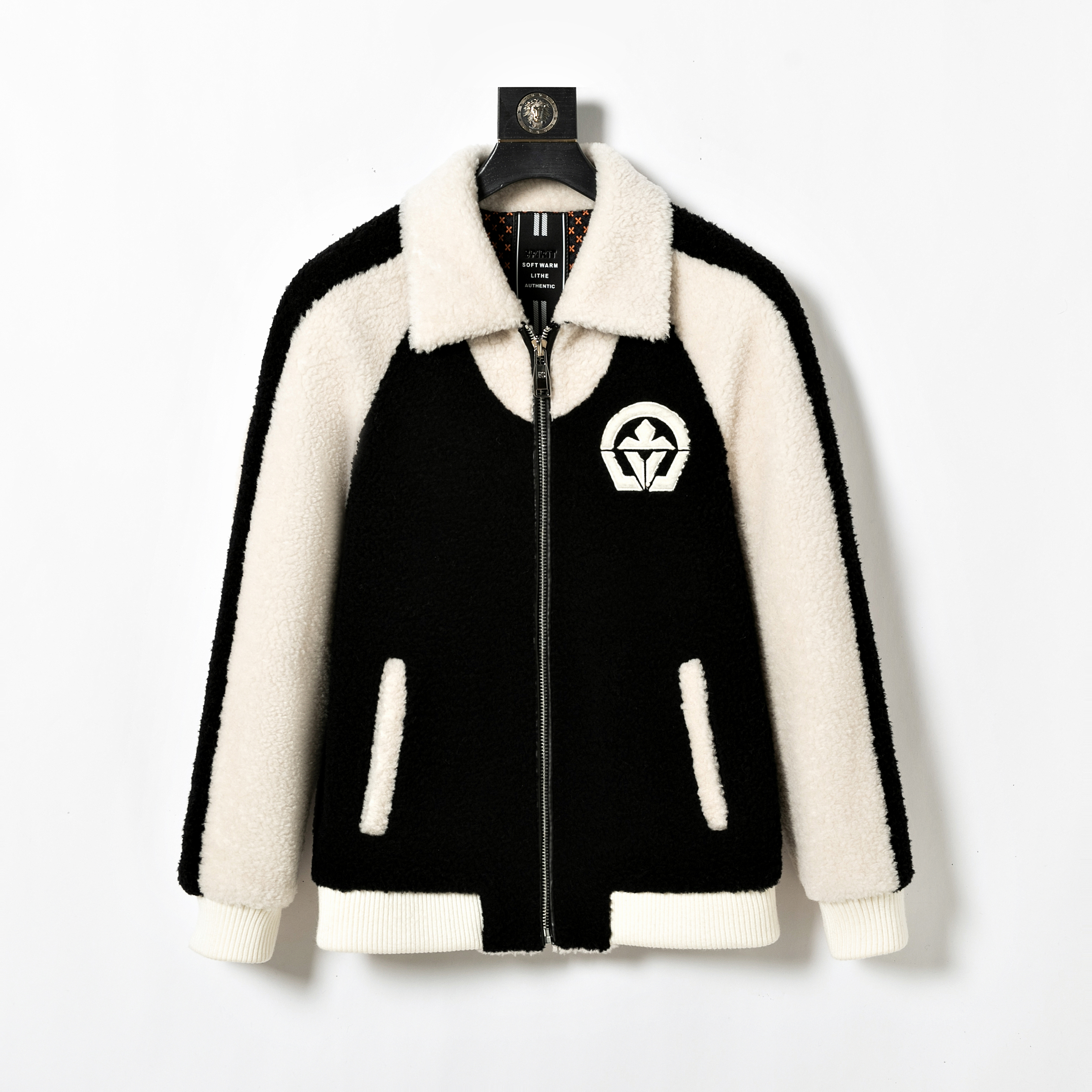 海宁设计师大牌款羊毛潮牌保暖外套男士必备款拼接撞色秋冬